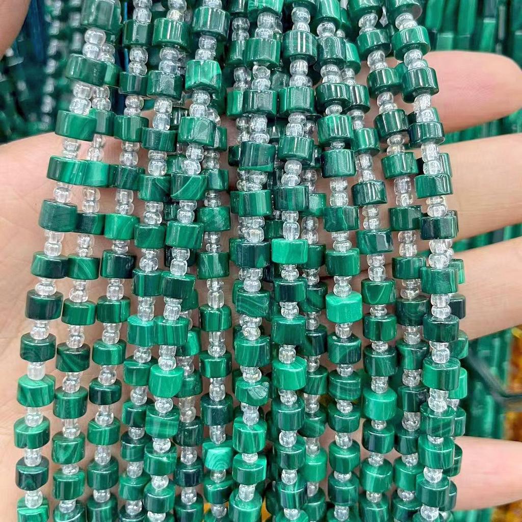 Pure Natural Malachite Tube & Oval Abacus Loose Beads for DIY Bracelet Jewelry
