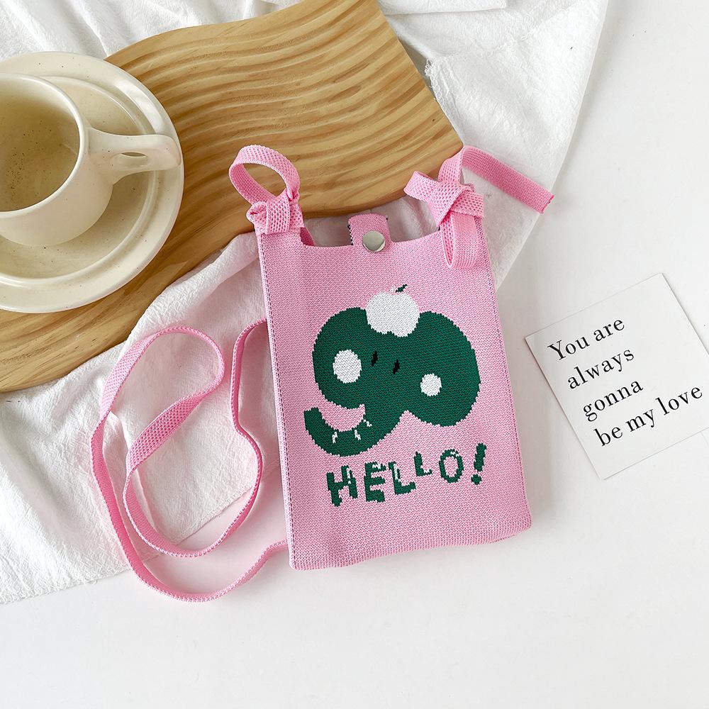 Cute And Sweet Knitted Mobile Phone Bag Shoulder Crossover Handheld Premium Mini Small Bag Mobile Phone Bag
