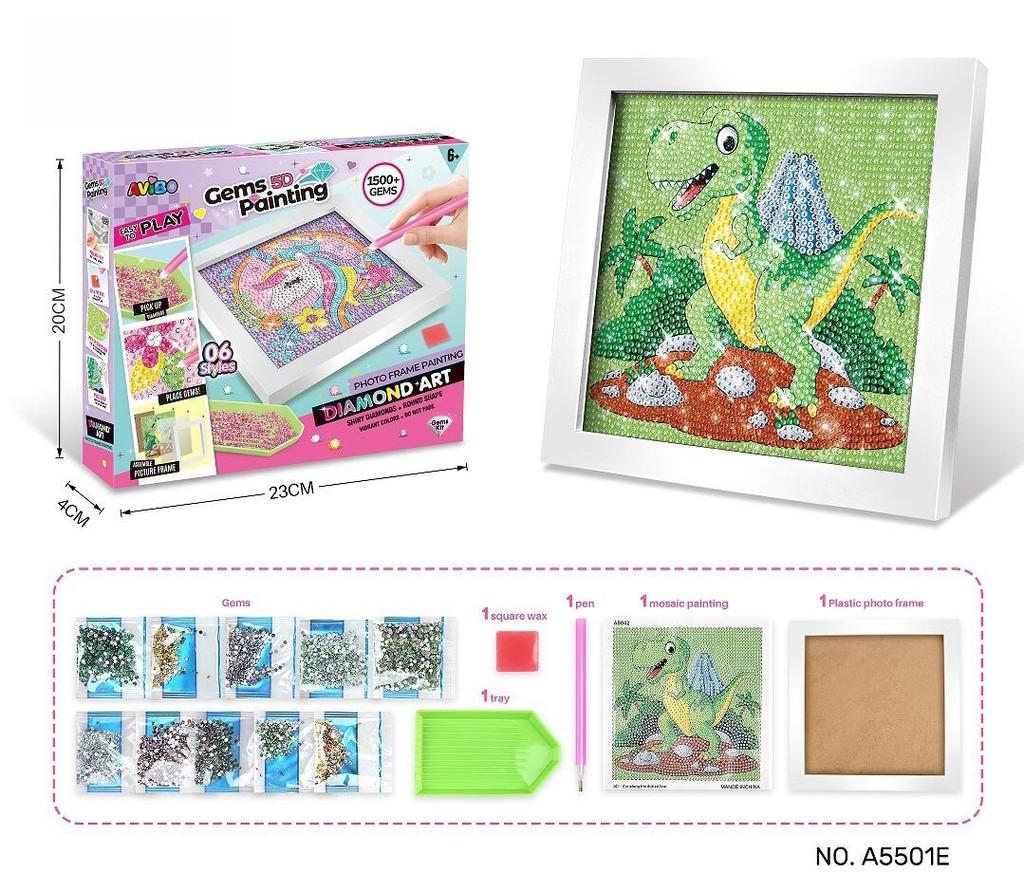 Childrens Craft Rhinestone Dotting Set With Frame Plastic Material For Toddler Art Activities