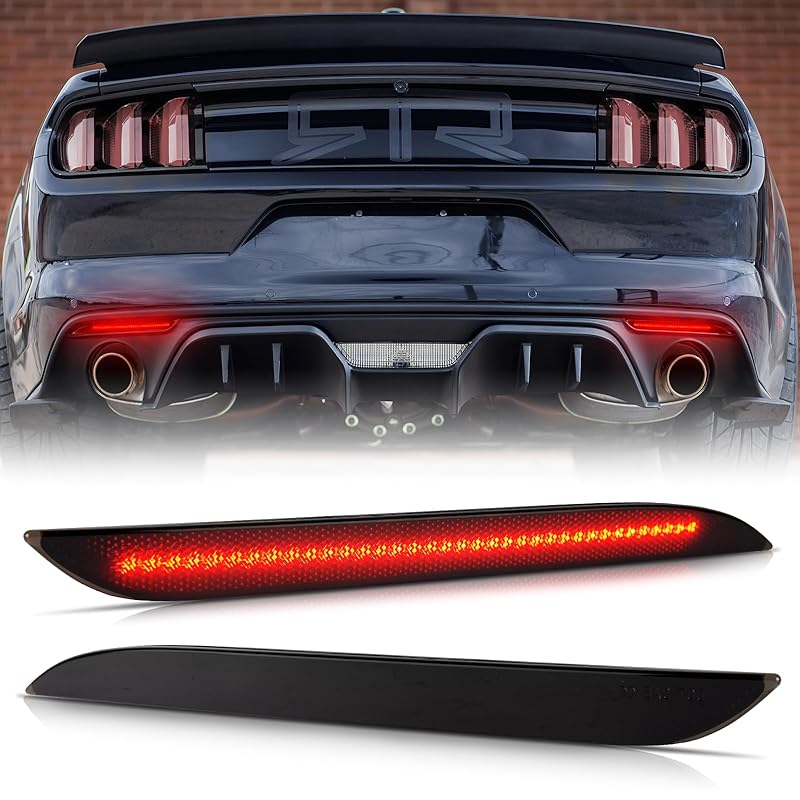 Gempro LED Side Marker Lights For Ford Mustang 2015- Rear White Fender Marker Reflectors Lamps Smoked Len, 2PCS