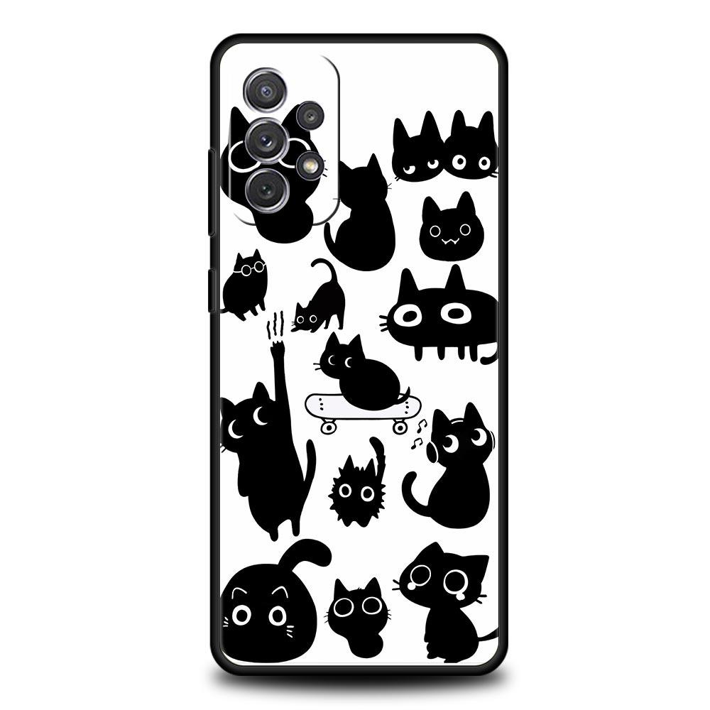 Funny Black Cat Case for Samsung A57 A37 A51 A71 A21S A17 A11 A15 A25 A31 A41 A23 A33 A53 A73 A07 A05S A13 A35 A55 5G Cover