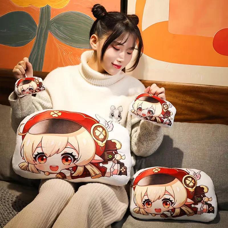 Genshin Impact Plush Pillow Anime Plushie Sofa Cushion Paimon Amber Lumine Keqing Klee Barbara Cartoon Stuffed Toy Birthday Gift