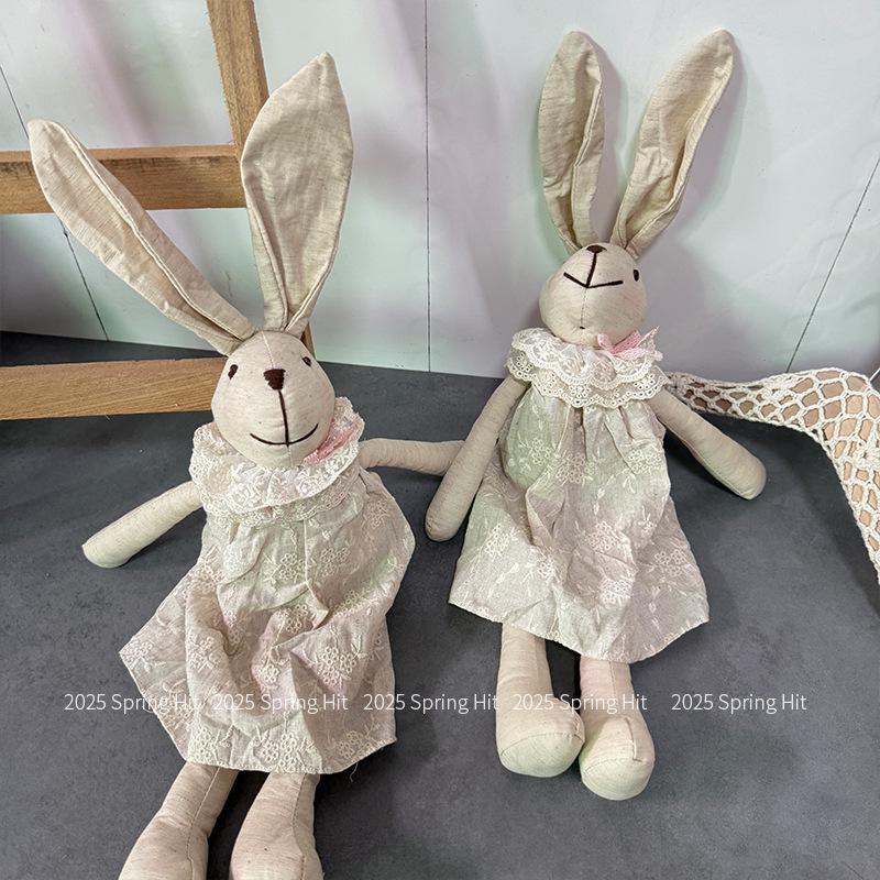 

Nordic Cotton Linen Handmade Long-Legged Rabbit Doll - Children s Comfort Toy & Home Decor