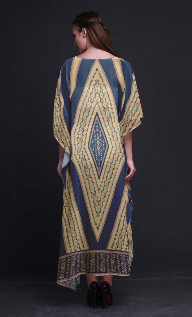 Phagun Geometric African Womens Long Beach Kaftan Beachwear Bikini Coverup Maxi