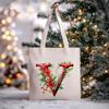 Christmas letter flower print niche trend tote bag shoulder bag