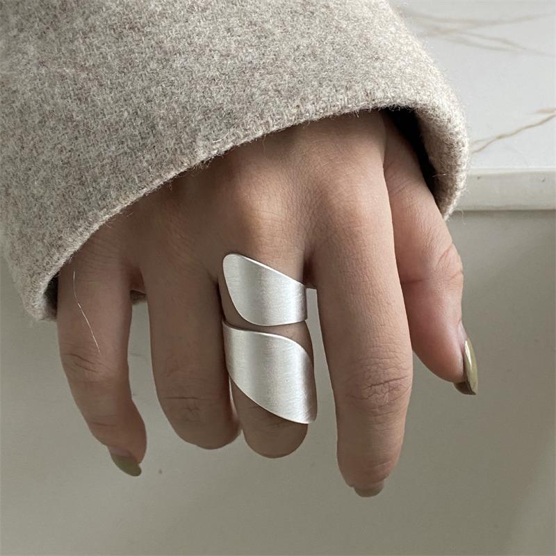 Hip Hop Silver Color Double-layered Cuff Finger Rings For Women Punk Fashion New Jewelry Gift Party Music Festival