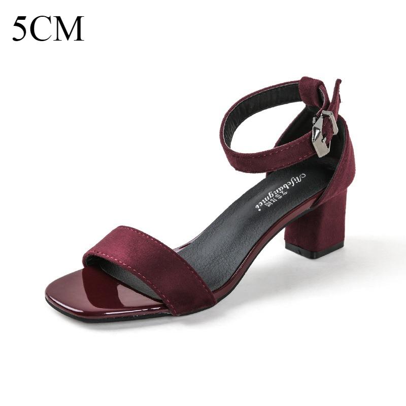 Fashion Coarse Heel One-word Sandals Women's 2025 New Summer Wear Casual and Versatile Black Suede High Heel Coarse Heel Sandals Women