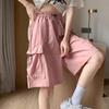 Leichte Damen-Freizeit-Arbeits-Shorts mit hohem Bund: Schnelltrocknende Sport-Caprihosen
