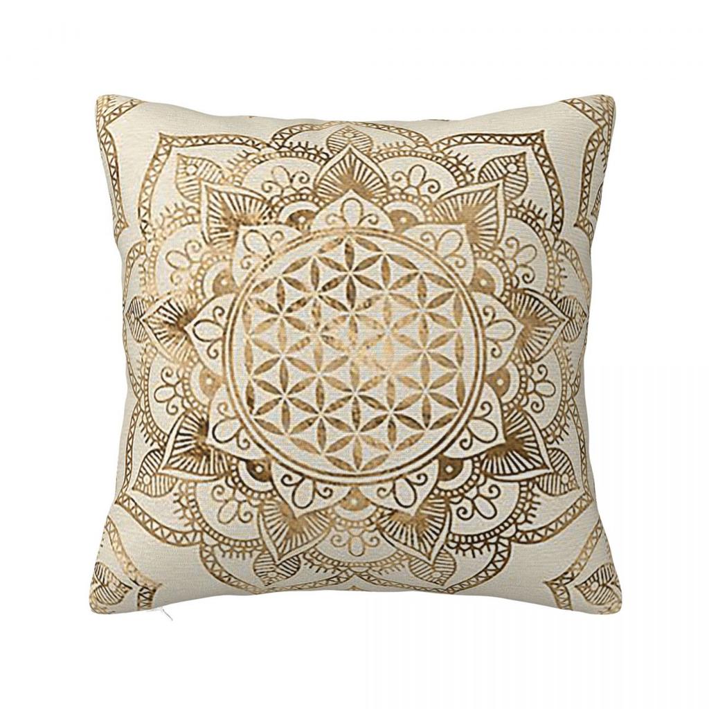 Flower Of Life In Lotus Pastel Golds And Canv Square Pillowcase Pillow Cover Cushion Comfort Throw Pillow for Home Bedroom