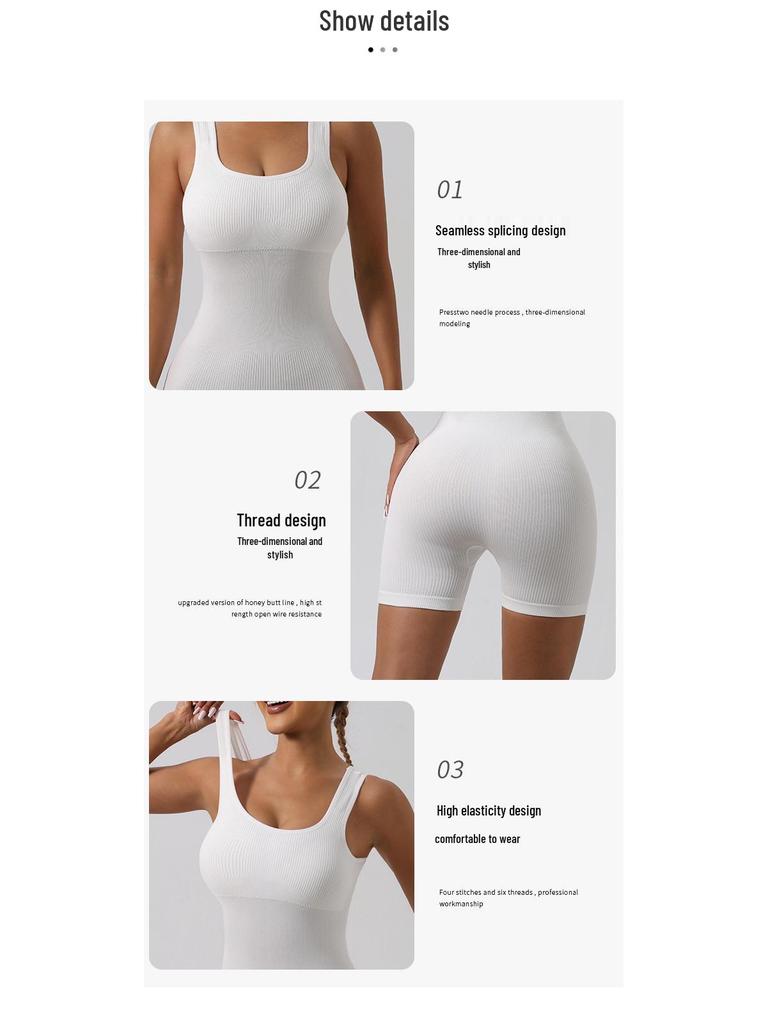Seamless Ribbed One-Piece Sportswear: Elastic Fitness and Yoga Bodysuit