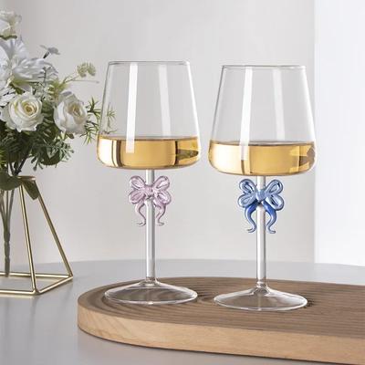 Bow Wine Glass Goble Tred Wine Glass Creative Internet Celebrity Bow Champagne Glass Home Wine