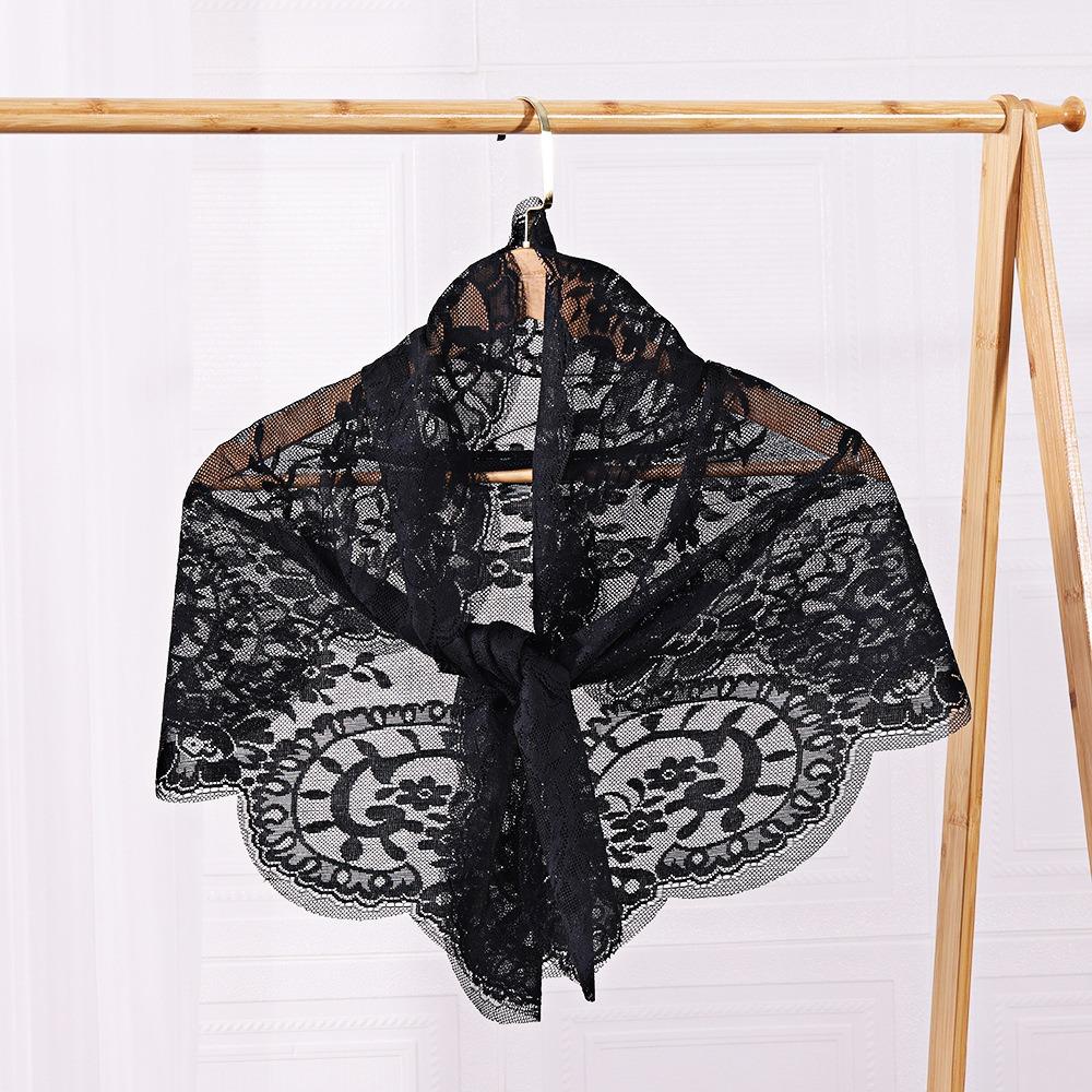 Cute Lace Flower Shawl Thin Bandanas for Women Fashion Sweet Headscarf Shawl  Pastoral Style