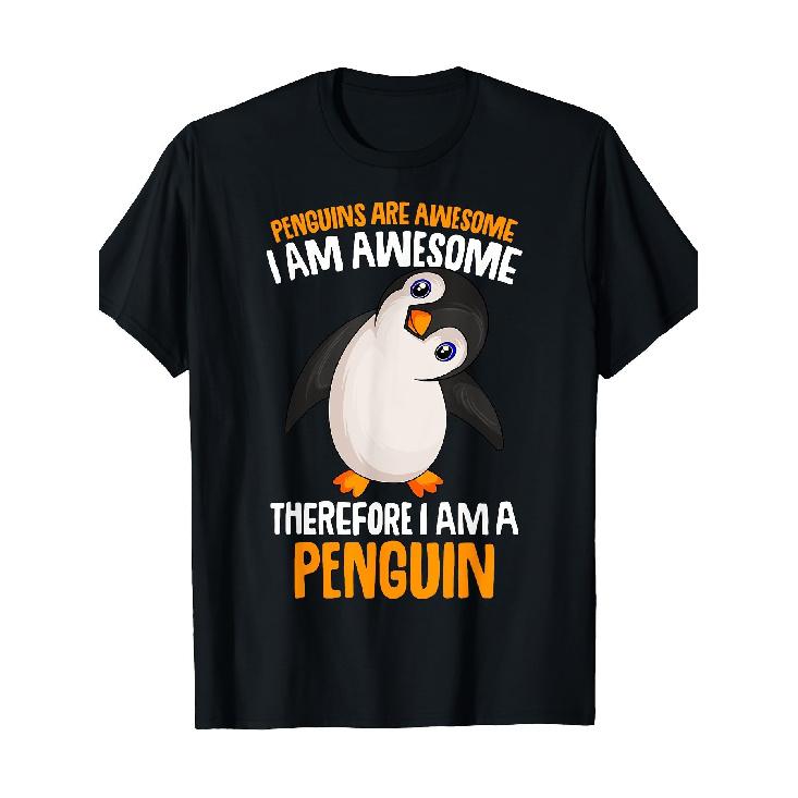 Men S Funny Penguin Graphic T-Shirt - Cute Penguin Saying Penguins Are Awesome - Heavyweight 200gsm Black Shirt with Funny Penguin Design - Casual S чёрный