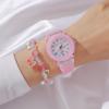 No Gift Box Macaron Watch; 7-color Luminous Silicone Quartz Watch   String of Beads Bracelet 2-piece Set