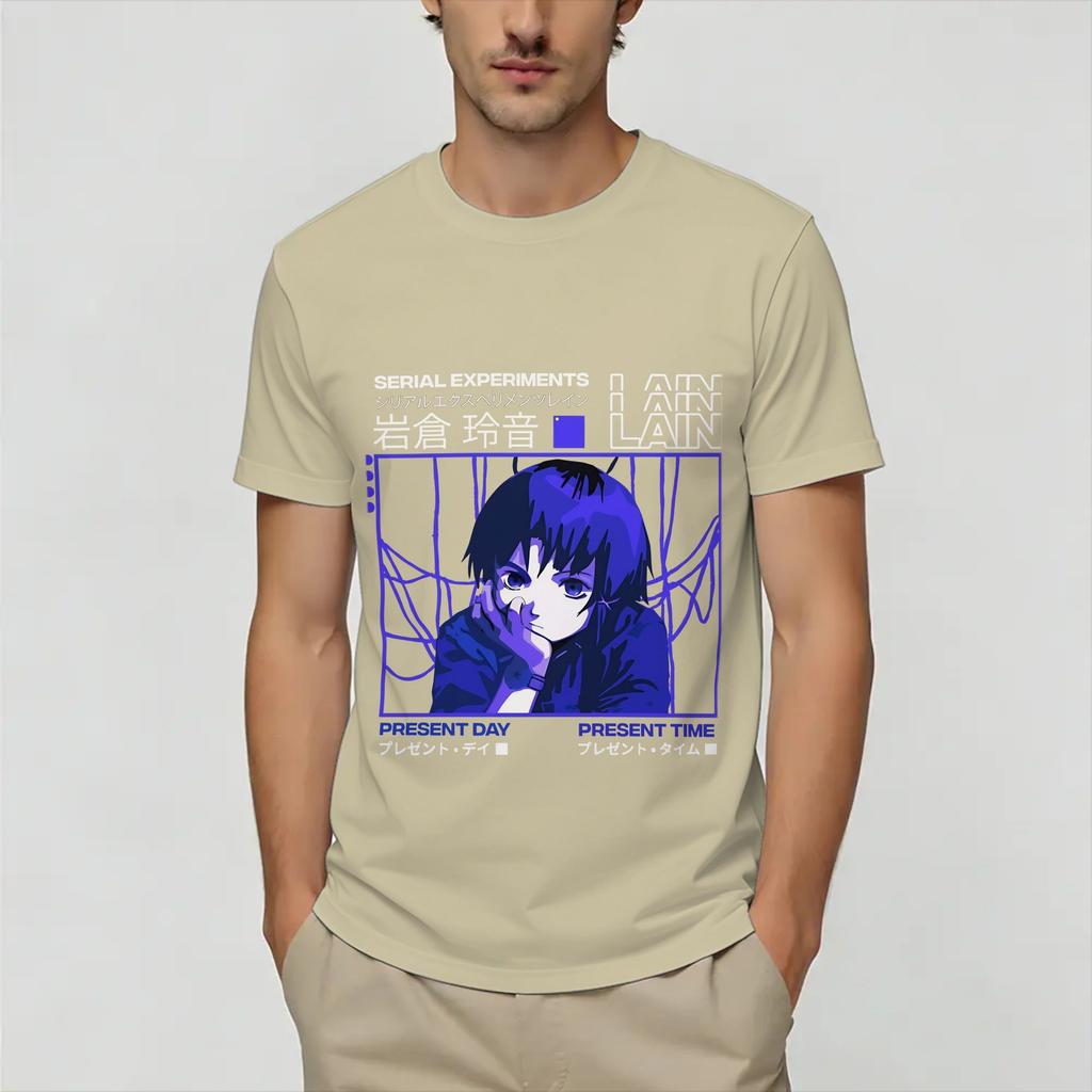 Serial ExperiUnisexts Lain TShirt for Unisex Humorous Pure Cotton Tees Crewneck Short Sleeve T Shirts Plus Size Clothes
