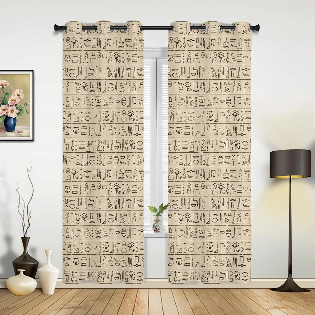 Egypt Pharaoh Yellow Mural Ancient Window Curtains Home Decoration Living Room Curtains Kid's Room Cortinas For Kitchen Bedroom