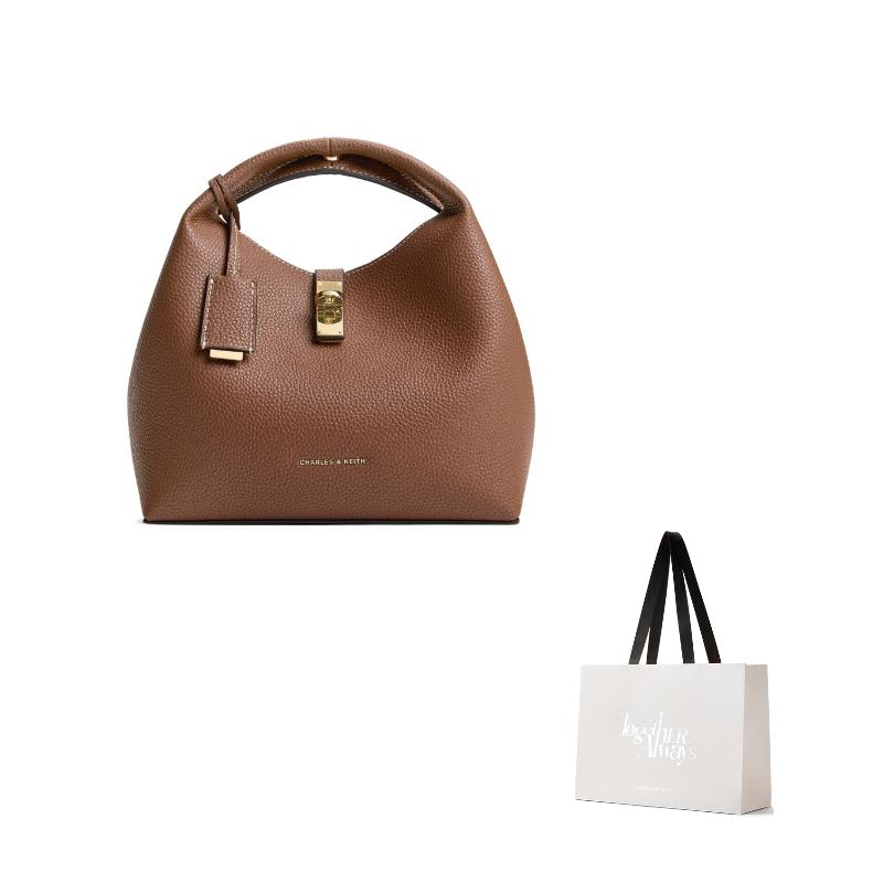 Charles & Keith Letnia Wysokiej Jakości Popularna Wszechstronna Prosta Elegancka Torba Shopper do Pracy z Wewnętrzną Saszetką Torba Bucket ze Skóry Syntetycznej CK2-10701618