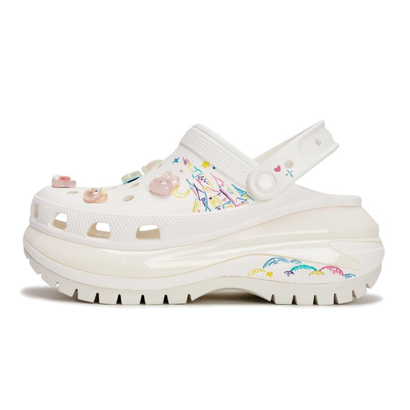 Crocs Mega Crush Clog EVA REGO Hot Dog Dream Castle Hand-painted Graffiti Castle Dopamine Hole Shoes Unisex White