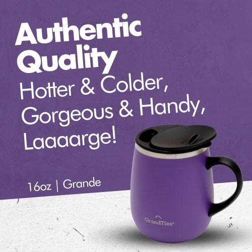 GRANDTIES Premium Vacuum Insulated Mug, 460ml, Available In 19 Colors, with Easy-Open Sliding Lid, Stainless Steel Double-Wall Vacuum Insulation, and