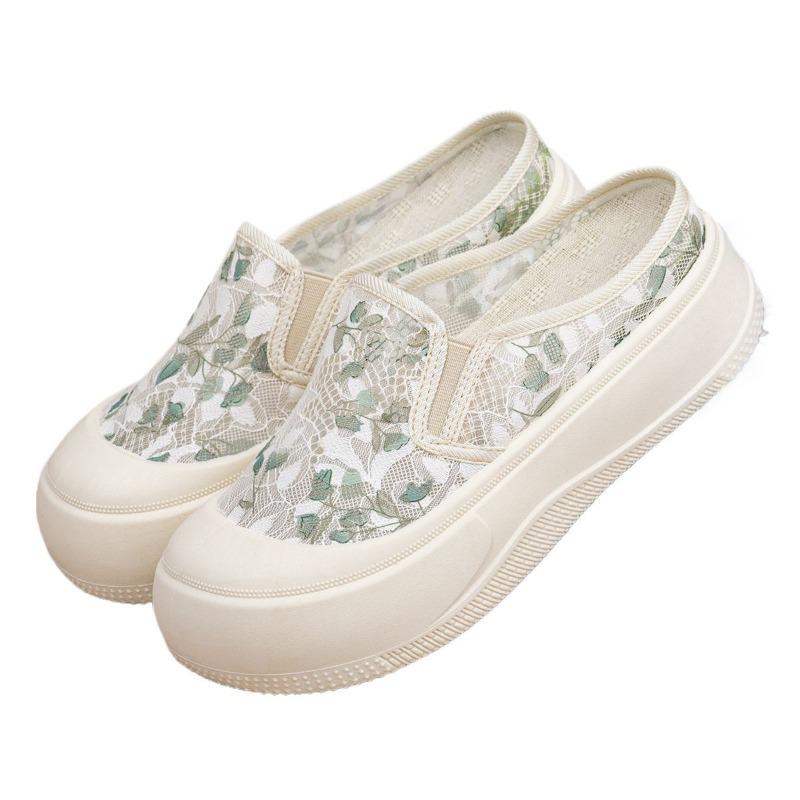 Fisherman Shoes Women's Summer New Lace Half Slippers One Pedal Women's Shoes Platform Women's Casual Shoes