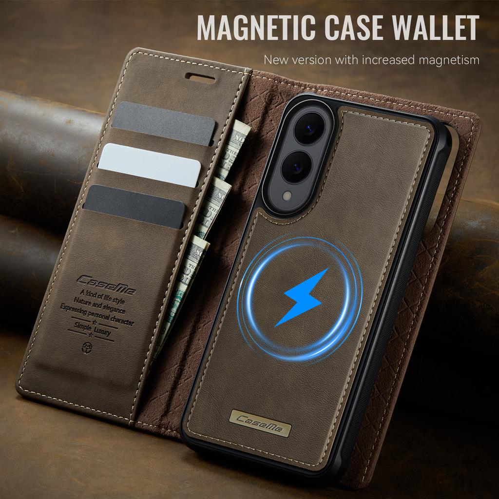 2 In 1 Magnetic Leather Case for Samsung Galaxy S25 Edge S26 Ultra S24 FE S23 Plus S22 S21 S20 5G Wireless Charging Wallet Cover
