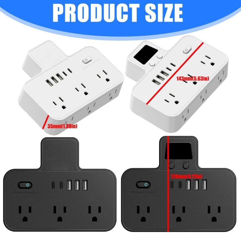 Multiple Outlet Extenders Two USB C Ports Advanced Charging System Power Guards Easy to Carry for International Journey
