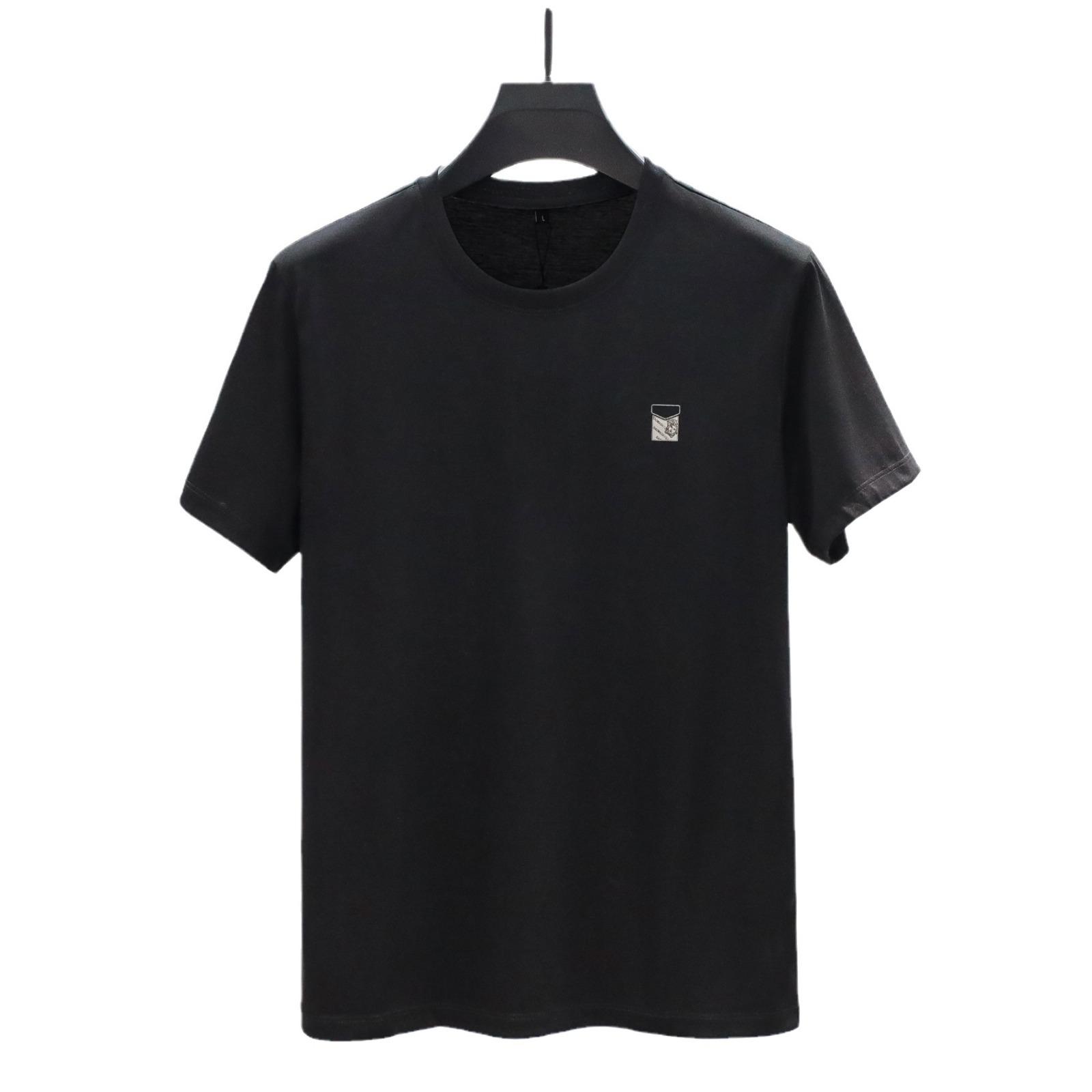 

Весна-лето Мужская шелковая мужская футболка с круглым вырезом и коротким рукавом 4XL