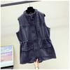 Vintage Denim Vest Women Spring Autumn Sleeveless Jacket Ladies Temperament Loose Korean Elegant Waistcoat