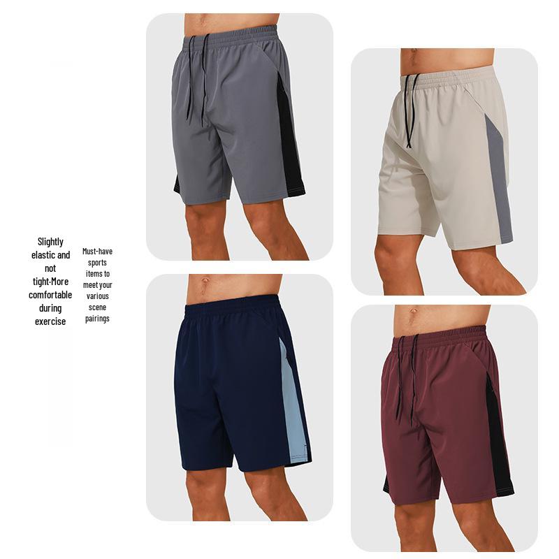 Men's Lightweight Quick-Dry Color-Block Running Shorts - Moisture-Wicking, Breathable, Loose Fit for Summer