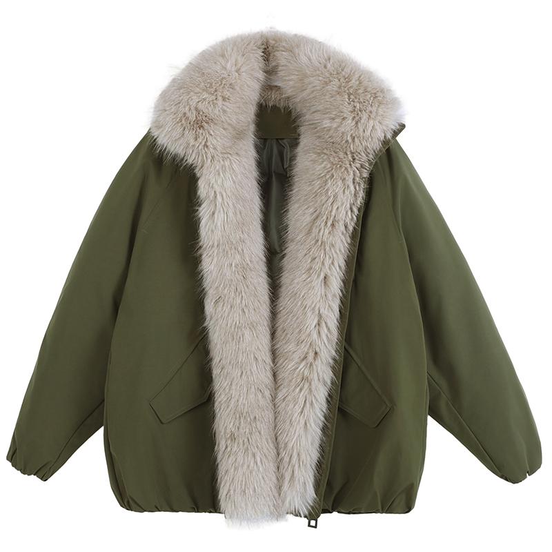 Mote Damekåper Vinterparkas Fuskepelskrage Løse Tykke Varm Oversize Yttertøy Damejakker
