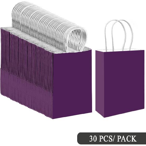 qiqee 24PCS Medium Gift Bag with Handles Bulk 11"x5"x8" Gift Bags Violet Bags Multiple Uses (Medium Size)