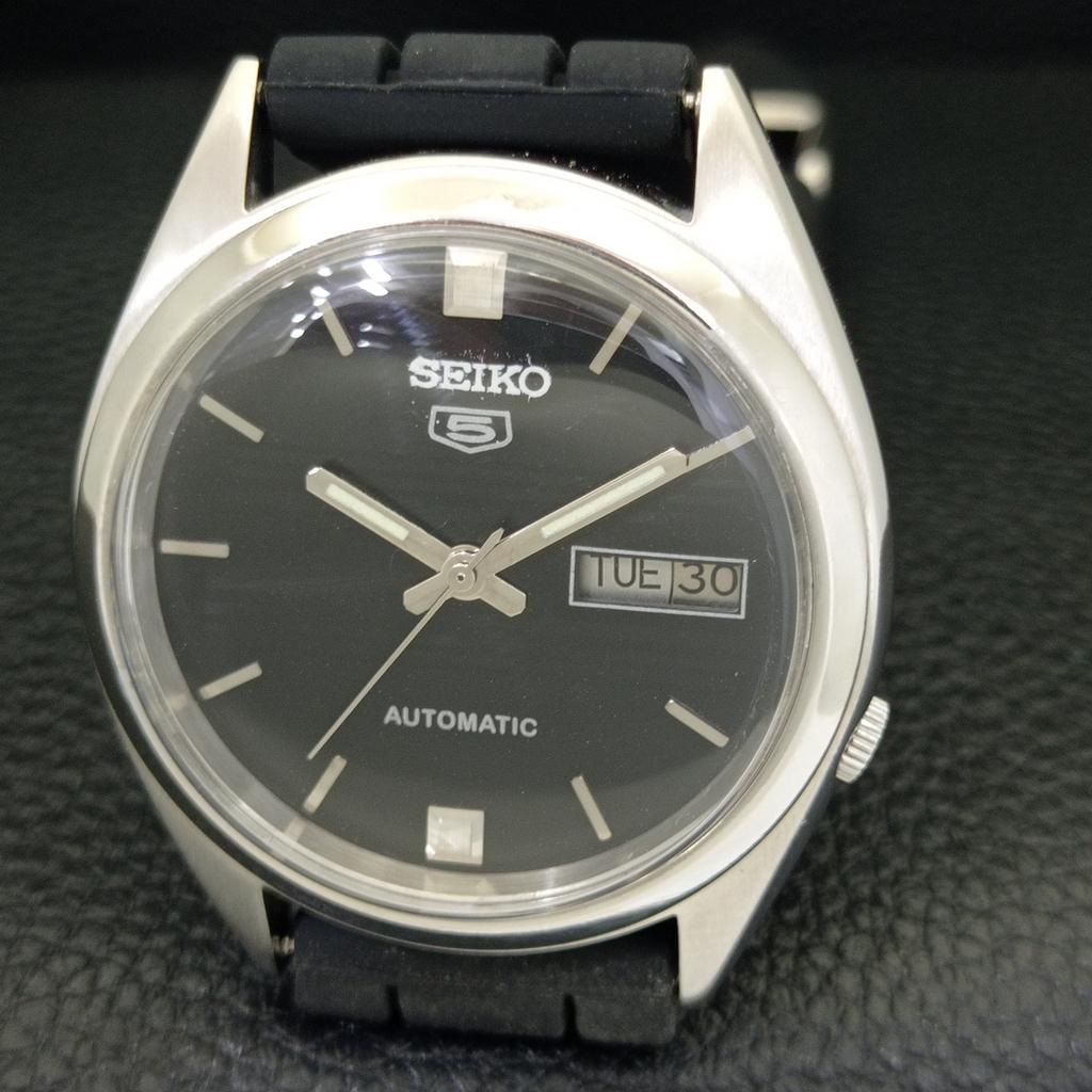 Seiko 5 AUTOMATIC JAPAN MENS 7009A VINTAGE BLACK COLOR DIAL WATCH A702342-5 R124-a702342