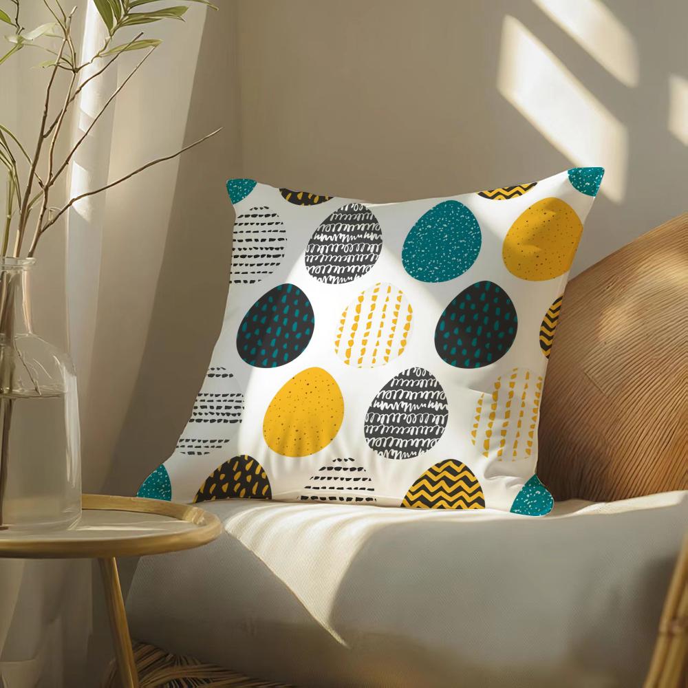 Happy Easter Cushion Cover Soft Short Plush Pillow Cover Smooth Cozy Texture Aesthetic Cushion Case Home Decor