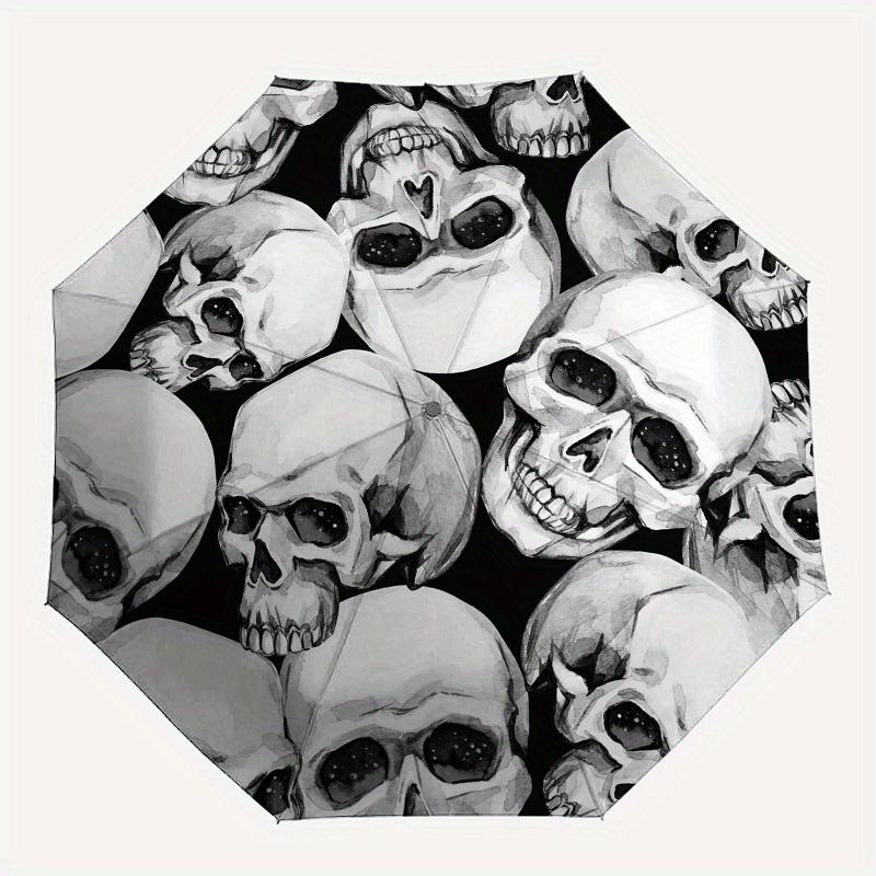 Watercolor Skulls: A Unique Artistic DesignUmbrella, Portable 3-Fold Umbrella for Men & Women,Christmas Gift ES305