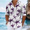 Men's Palm Tree Printed Long Sleeve Shirts Casual Cardigan New Button Holiday Fashion Shirts