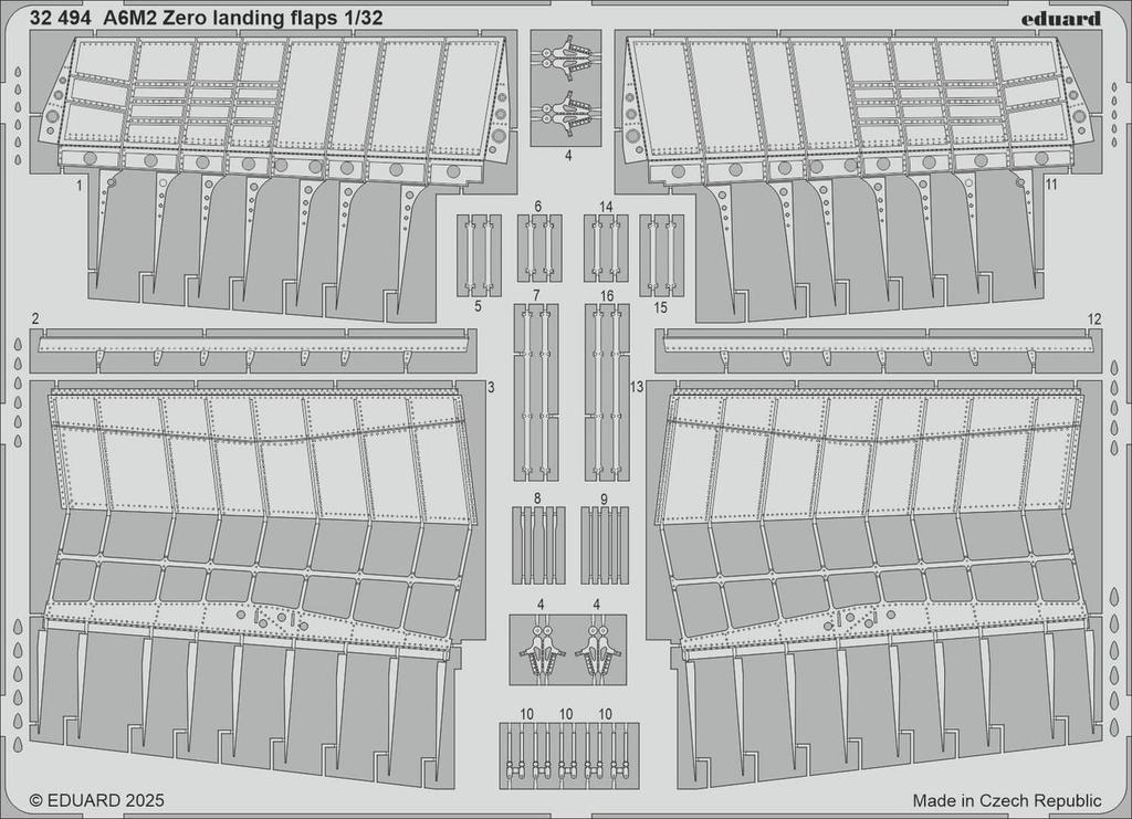 Eduard 1/32 Mitsubishi Zero Fighter Type 21 Landing Flaps (for Tamiya) Plastic Model Kit Parts EDU32494 (Airplane)