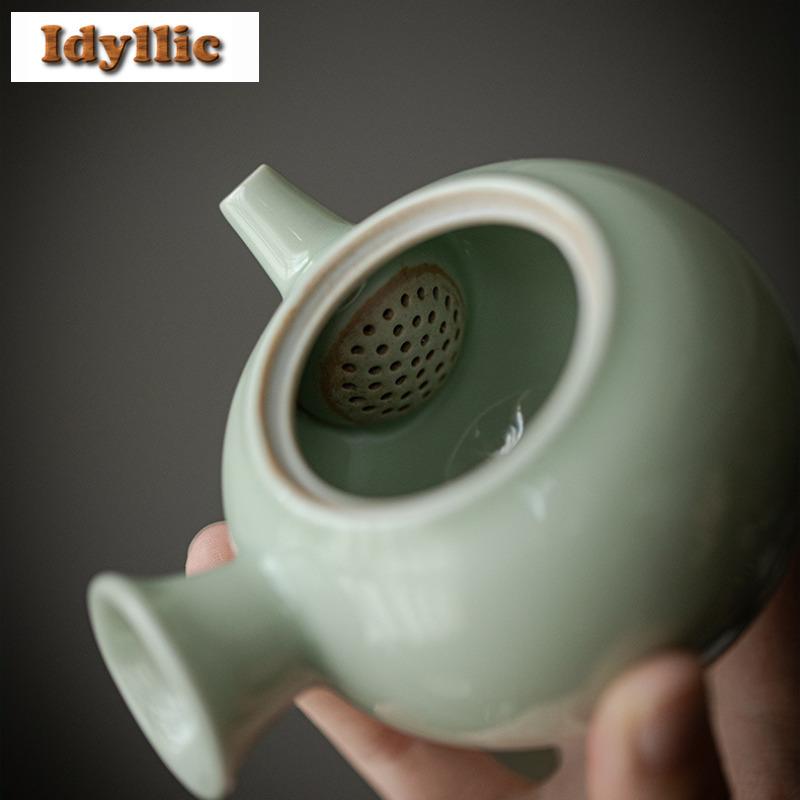 165ml Celadon Theepot met Zijhandvat Oude Thee-infusiepot Huishoudelijke Theezetketel Met Balgat Kung Fu Thee Drinkgerei Cadeau
