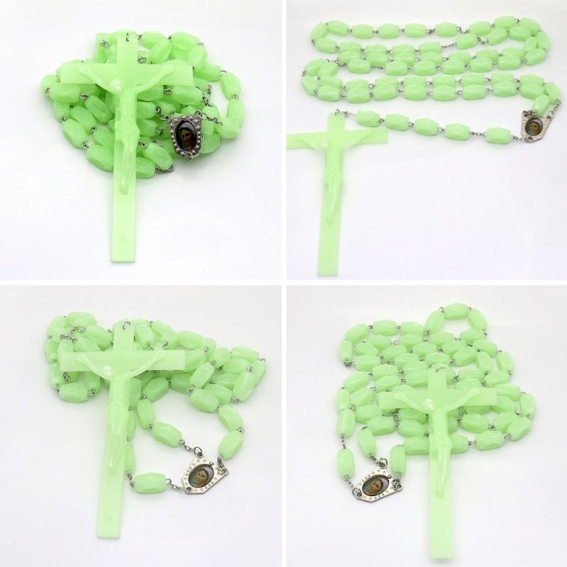Rosary Beads Pendant Necklace Party Decorative Accessories Lightweight Glowing Necklace Women Pendant Necklaces