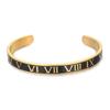 Bracciale a manetta unisex in acciaio al titanio con numeri romani e finitura galvanizzata per moda, regalo per uomo donna