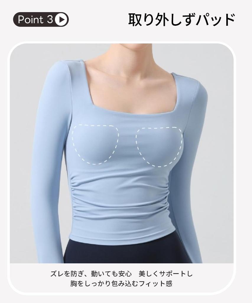 Karsaer Long Sleeve Yoga Top with and Slim Fit for Hot and Pilates Women's Cups, U-Neck, Sweat-Wicking, Quick-Drying, Breathable, Fitness, Gym, Yoga,