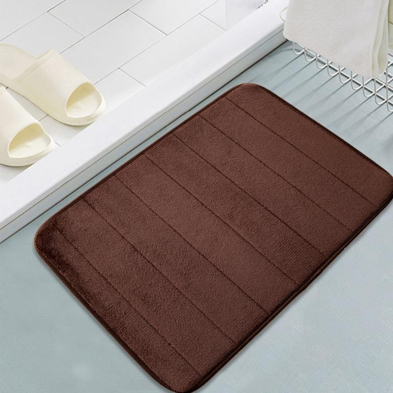Solid Color Kitchen Bathroom Thick Coral Fleece Floor Mat