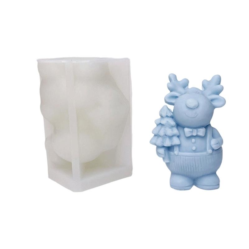 Sturdy Food Grade Silicone Candle Making Mould With Christmas Tree and Reindeer Designs