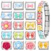 Fashion Colorful Bow Series Charm Bracelet Rose Flower Heart Cherry Y2K Bead Fit 9mm Bracelet Stainless Steel DIY Jewelry Gift