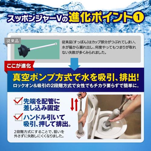 [Supervised by Toilet Troubleshooters] Supponger V: The Ultimate Toilet Clog Reliever, Vacuum-Type Pipe Cleaner, Plunger, and Toilet Paper Cleaner for