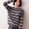 Lekasha Off-the-Shoulder Striped Cashmere Sweater for Women - Autumn/Winter New Arrival