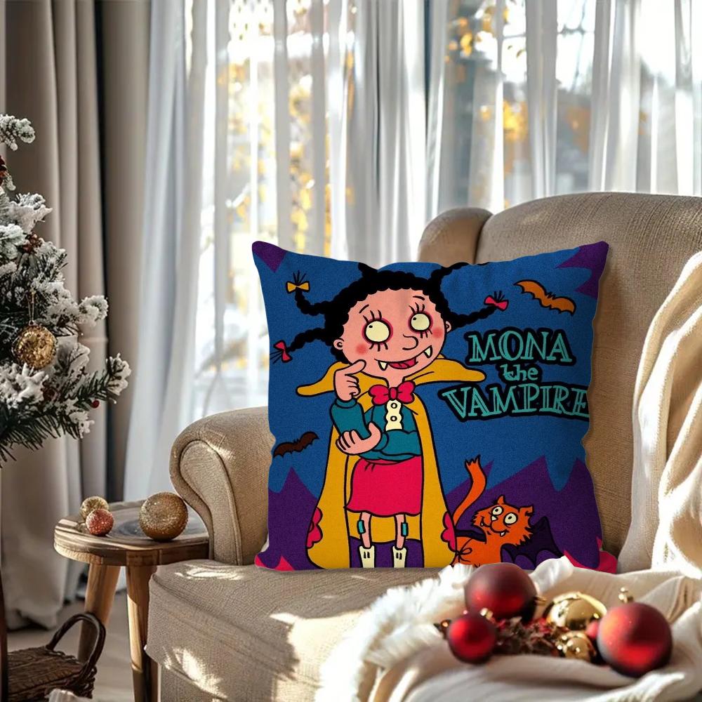 M-Mona the V-Vampire animated series Pillow Case Square Pillow Bedroom Sofa Leisure ComfortCar Living Room Home Decoration 40X40