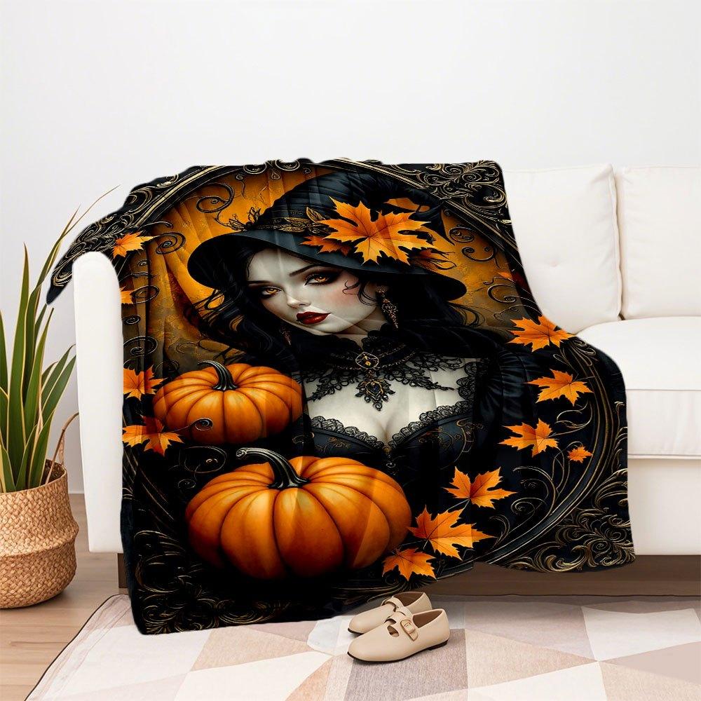 Halloween Witch Framed Art PrintBlanket Flannel Throw Blanket for Sofa, Bed, Travel, Camping, Office, Couch, Chair