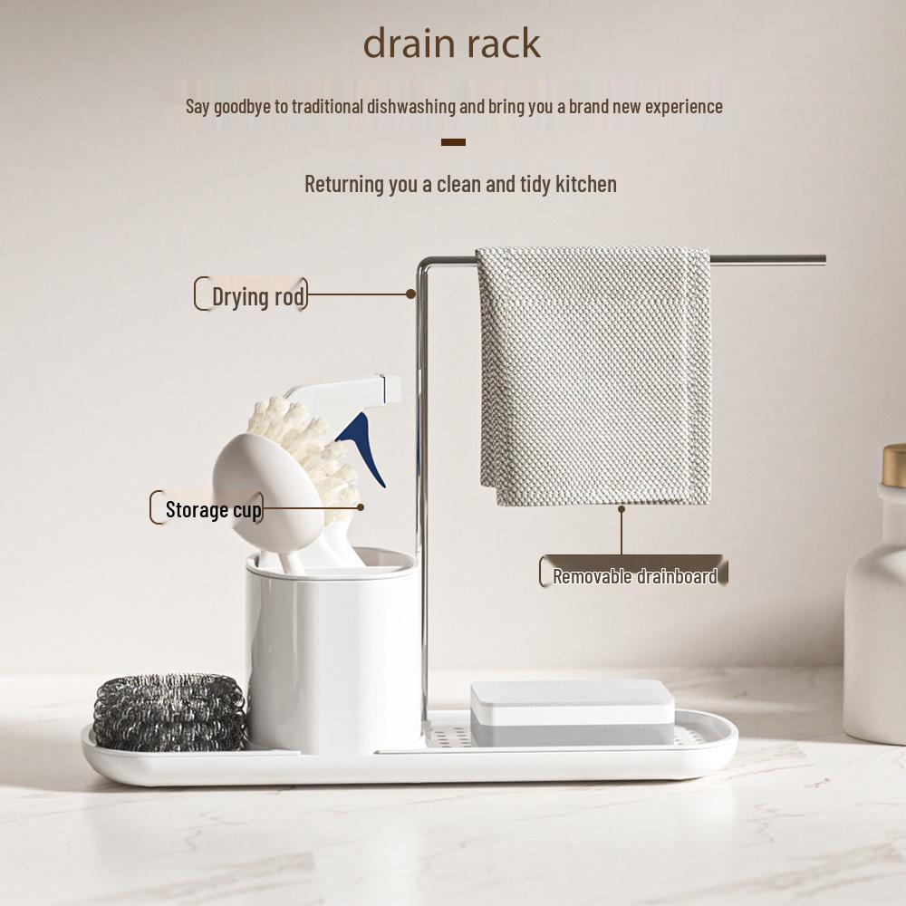 Japanese Dual-Use Kitchen Rack: Manual Soap & Hand Sanitizer Dispenser