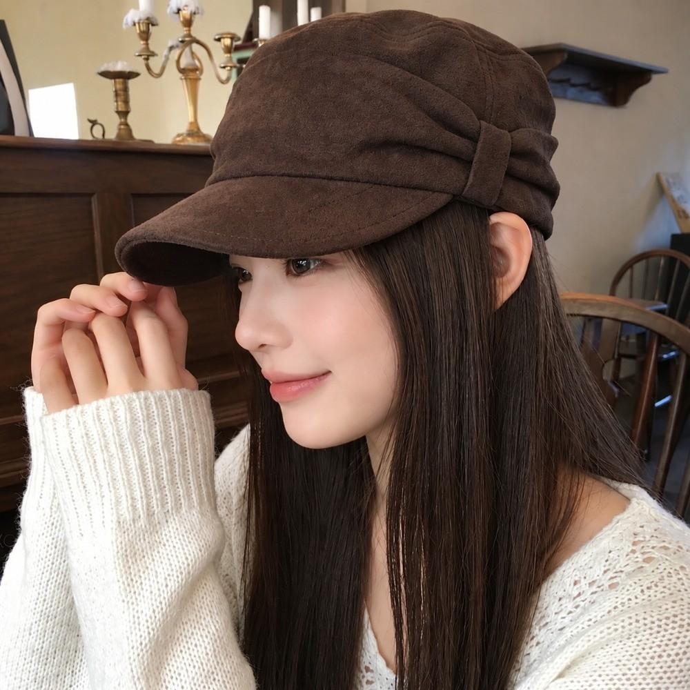 Warm Ruched Equestrian Hat Adjustable Inner Band Japanese Minimalist Hat Fall Winter Wear