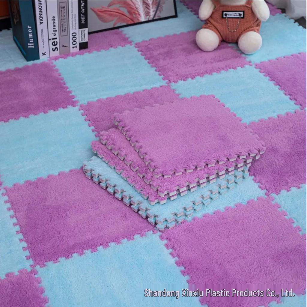 Plush Puzzle Rug: Thickened, Removable, Cold-Insulating Floor Mat for Living Room, Bedroom, or Bedside